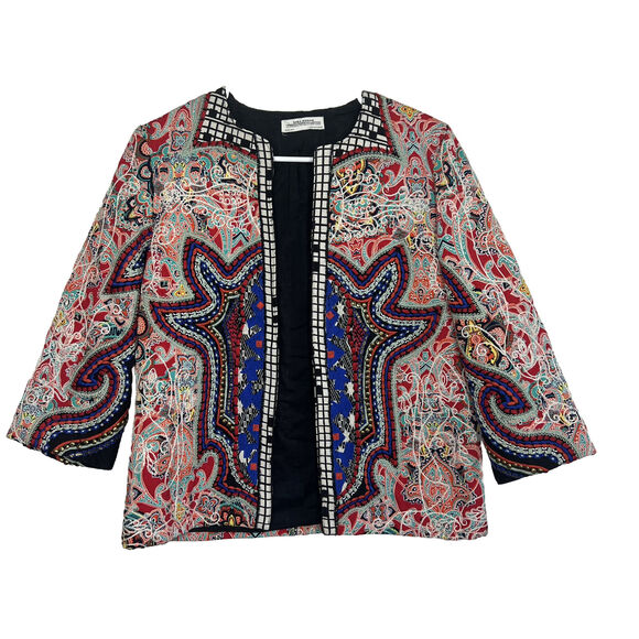 ZARA TRF Embroidered Mirror Jacket Bohemian Hand Made BEADED BLAZER Small - Picture 8 of 13